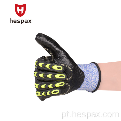 Hespax Protetive TPR Luve Nitrile Anti -Impact Cut